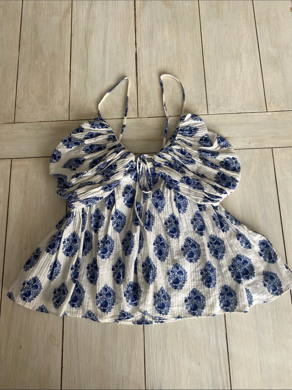 J Crew Blue White Patterned Tank Size 4